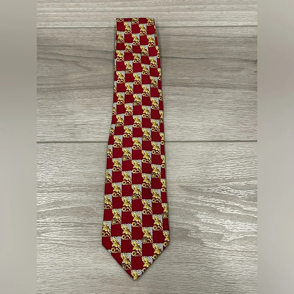 Vintage Gianni Versace Silk Ties Gold Red Striped Made In Italy - Picture 7 of 7